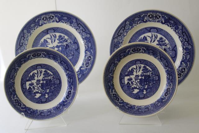 photo of Royal - USA vintage blue willow pattern china, luncheon & salad plates #1