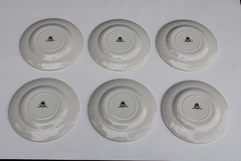 photo of Royal Wessex England vintage blue & white china bread & butter plates set of six, Royal Mail scene  #5