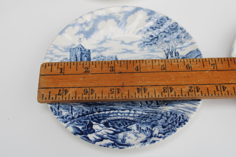 photo of Royal Wessex England vintage blue & white china bread & butter plates set of six, Royal Mail scene  #6