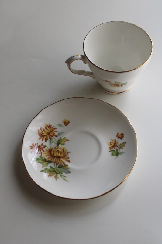 photo of Royal Winchester English bone china tea cup & saucer, November birthday chrysanthemum flowers  #3