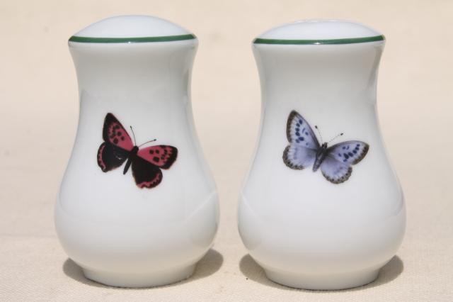 photo of Royal Worcester England china salt and pepper S&P shakers, Worcester Herbs botanical floral #2