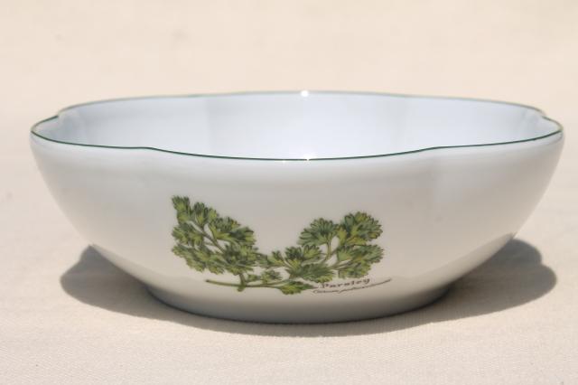 photo of Royal Worcester England china scalloped bowl, Worcester Herbs botanical floral #3