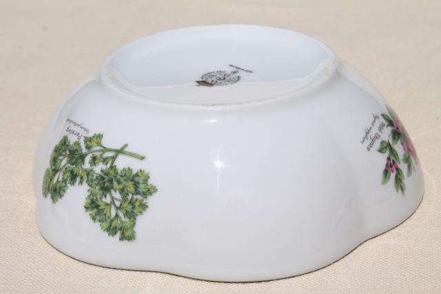 photo of Royal Worcester England china scalloped bowl, Worcester Herbs botanical floral #4