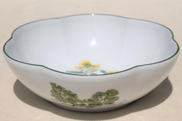 catalog photo of Royal Worcester England china scalloped bowl, Worcester Herbs botanical floral