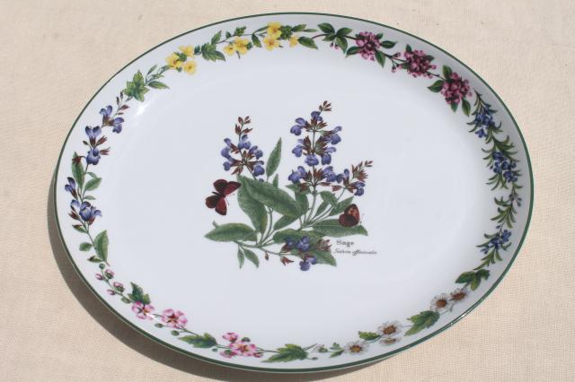 photo of Royal Worcester Herbs English china platter, Sage illustration botanical floral #1