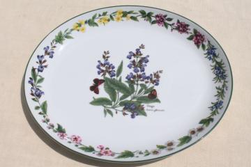 catalog photo of Royal Worcester Herbs English china platter, Sage illustration botanical floral