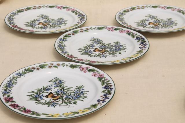 photo of Royal Worcester Herbs botanical print china, set of 4 dinner plates made in England #1