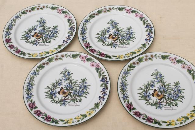 photo of Royal Worcester Herbs botanical print china, set of 4 dinner plates made in England #2