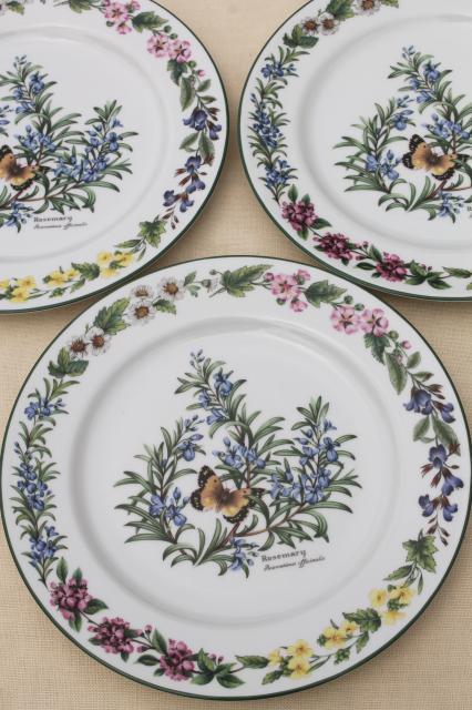 photo of Royal Worcester Herbs botanical print china, set of 4 dinner plates made in England #3