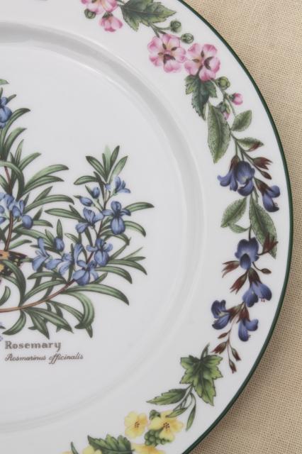 photo of Royal Worcester Herbs botanical print china, set of 4 dinner plates made in England #5