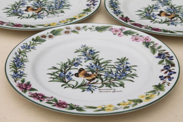 photo of Royal Worcester Herbs botanical print china, set of 4 dinner plates made in England #6