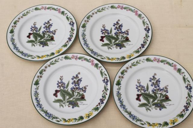 photo of Royal Worcester Herbs botanical print china, set of 4 salad plates made in England #1