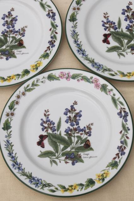 photo of Royal Worcester Herbs botanical print china, set of 4 salad plates made in England #2