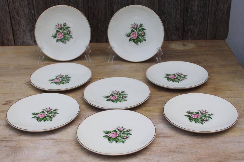 photo of Royal china dessert plates w/ pink roses set of 8, core dishes #1