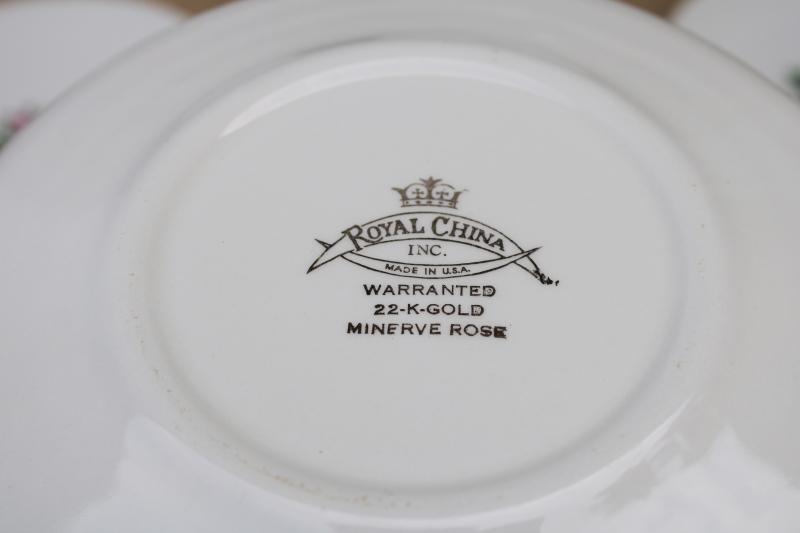 photo of Royal china dessert plates w/ pink roses set of 8, core dishes #4