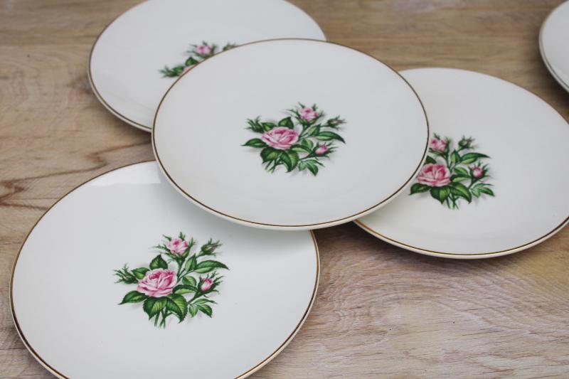 photo of Royal china dessert plates w/ pink roses set of 8, core dishes #5