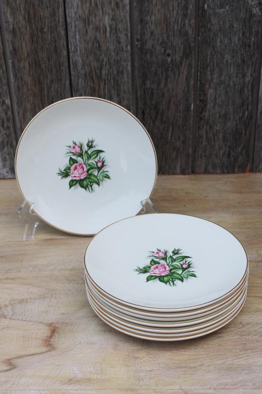 photo of Royal china dessert plates w/ pink roses set of 8, core dishes #7