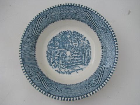 photo of Royal china lot Currier & Ives blue & white, fruit or berry bowls #2