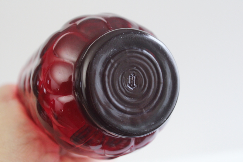 photo of Royal ruby red bubble pattern vintage Anchor Hocking glass tumblers set of six 12 oz glasses  #3