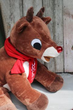 catalog photo of Rudolph the Red Nosed Reindeer huge stuffed animal plush toy w/ blinking nose