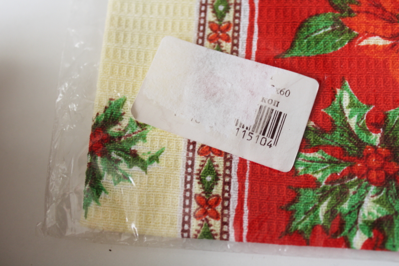 photo of Russian Christmas table runner, winter cabin scene printed cotton sealed pkg never used  #3