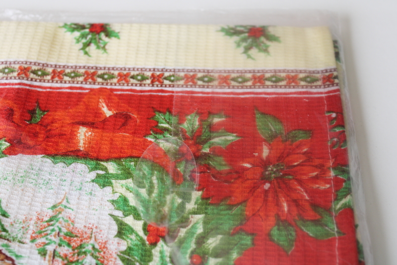 photo of Russian Christmas table runner, winter cabin scene printed cotton sealed pkg never used  #6