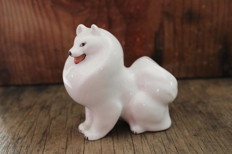 photo of Russian Samoyed dog china figurine, vintage LFZ Lomonosov porcelain #1