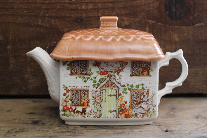 photo of Sadler England vintage Ye Olde Ivy Cottage English cottageware china teapot #1