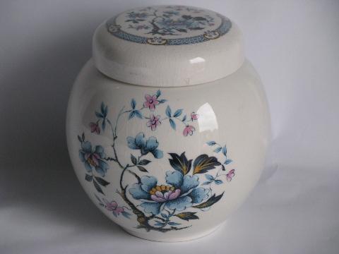 photo of Sadler vintage English china ginger jar, chinese tree peonies & plum blossoms #1