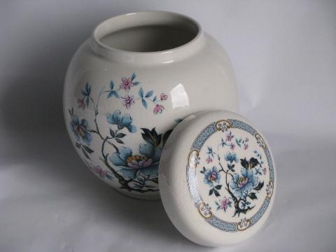 photo of Sadler vintage English china ginger jar, chinese tree peonies & plum blossoms #2