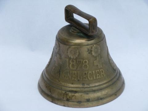 photo of Saignelecier foundry, vintage solid brass Swiss cow or goat bell #1