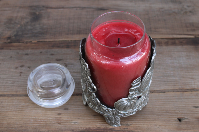photo of Salt City Pewter cast metal jar candle holder, pumpkin for fall candles, seasonal decor Thanksgiving #2