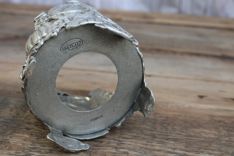 photo of Salt City Pewter cast metal jar candle holder, pumpkin for fall candles, seasonal decor Thanksgiving #4