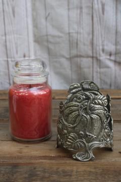 Salt City Pewter cast metal jar candle holder, pumpkin for fall candles, seasonal decor Thanksgiving 