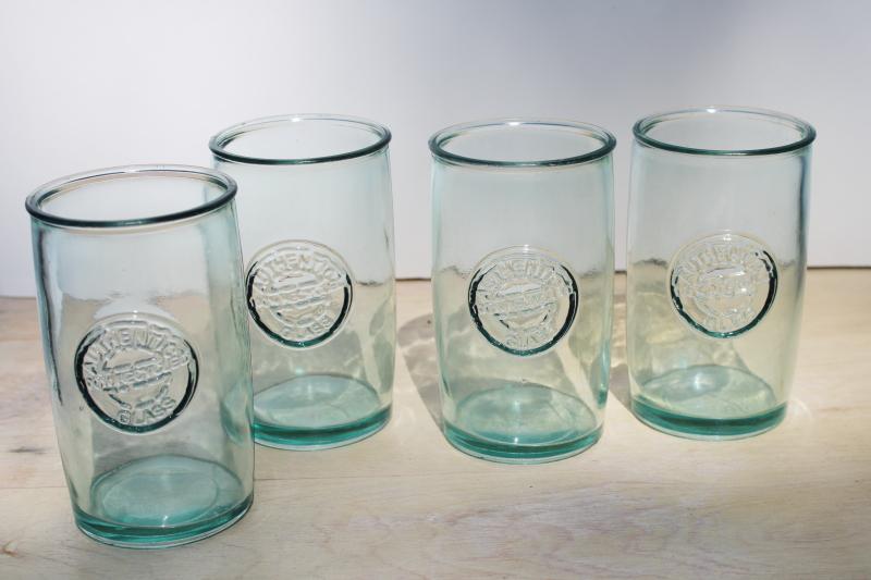 photo of San Miguel cooler glasses 100% recycled glass tumblers, pale sea green glass #1