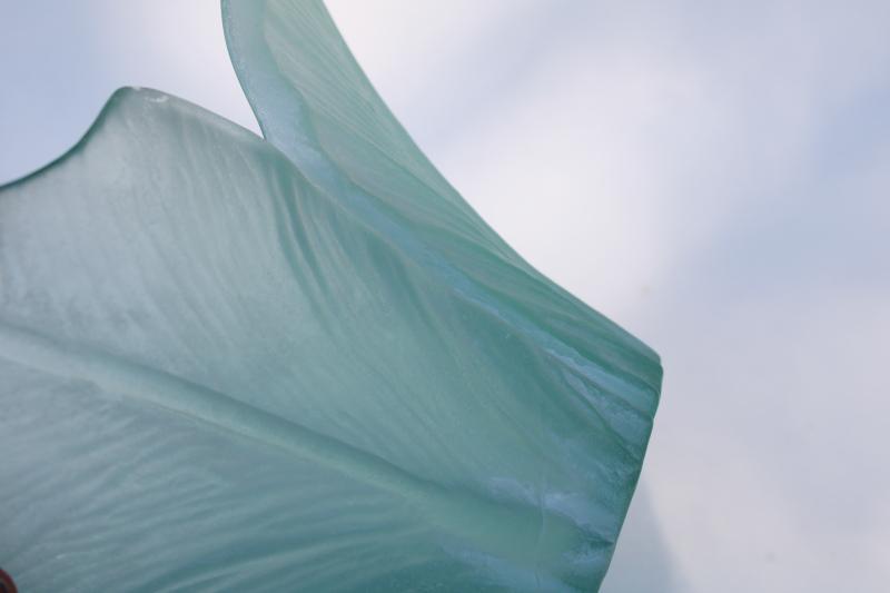 photo of San Miguel sea glass green recycled glass flower bowl, huge heavy vase frosted glass #3