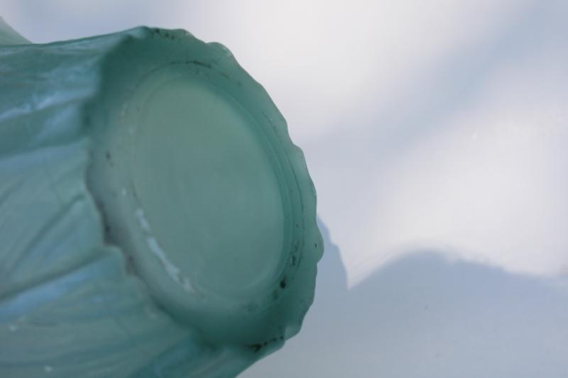 photo of San Miguel sea glass green recycled glass flower bowl, huge heavy vase frosted glass #4