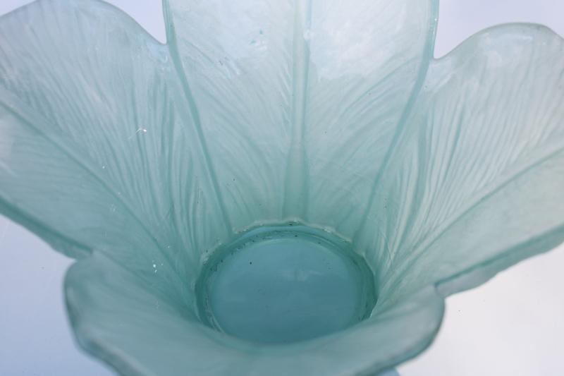 photo of San Miguel sea glass green recycled glass flower bowl, huge heavy vase frosted glass #5