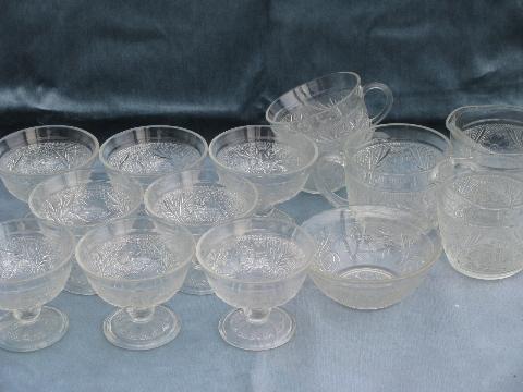 photo of Sandwich pattern glass lot, set of sherbets etc. vintage 1950s Anchor Hocking #1