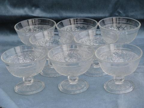 photo of Sandwich pattern glass lot, set of sherbets etc. vintage 1950s Anchor Hocking #2