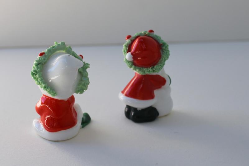 photo of Santa Claus & Christmas elf, spaghetti china figurines miniatures, made in Japan? #3