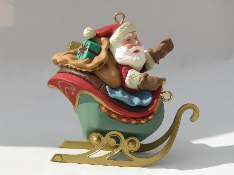 photo of Santa and eight tiny reindeer, five part Hallmark Christmas ornament #2