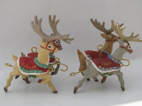 photo of Santa and eight tiny reindeer, five part Hallmark Christmas ornament #4