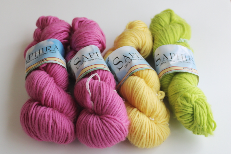 photo of Saphira superwash wool yarn neon lime, yellow, pink, bulky weight homespun roving texture  #1