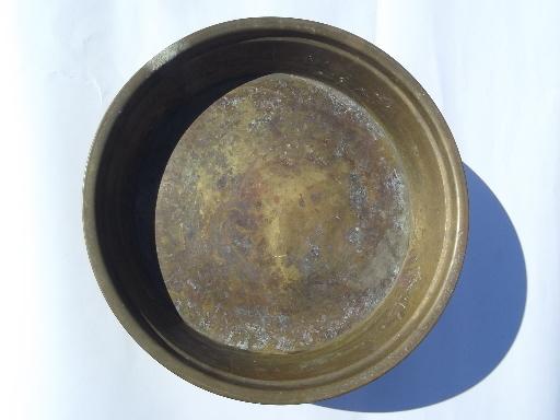 photo of Sarna brass solid heavy tray w/ gold pan shape, large round flat bowl #2
