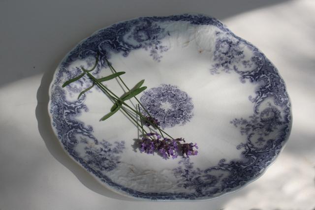 photo of Savannah Johnson Bros china vintage lavender purple transferware tray or serving plate #1