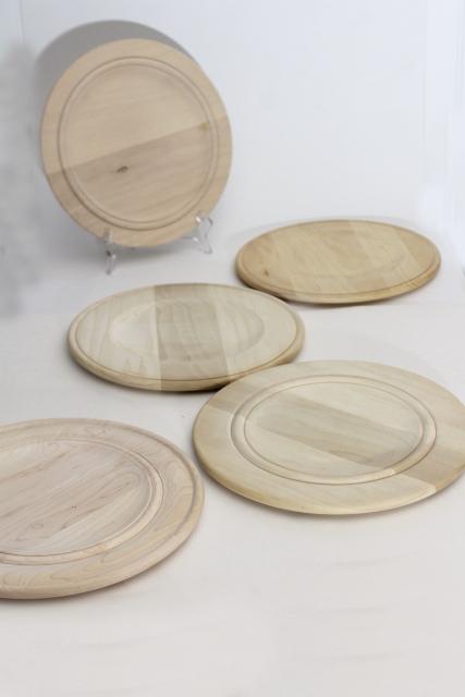 photo of Scandinavian modern style blond wood plates or trays, handcrafted natural raw wood #1