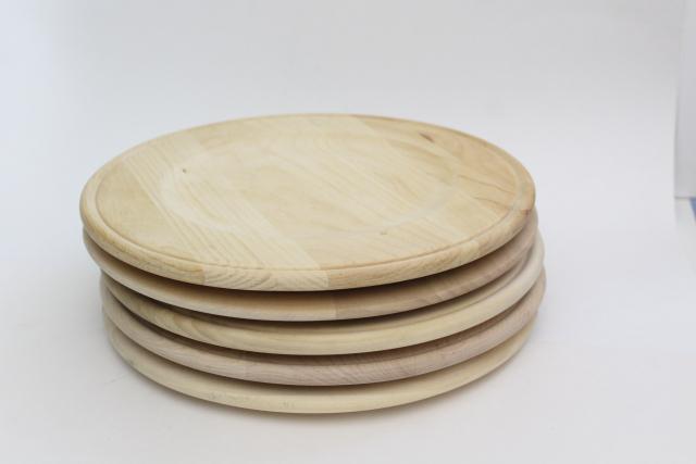 photo of Scandinavian modern style blond wood plates or trays, handcrafted natural raw wood #2