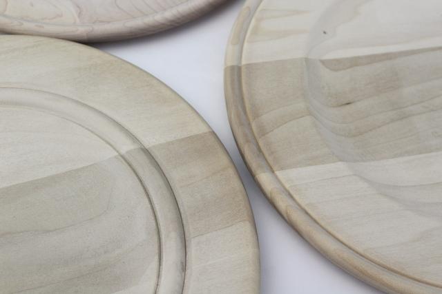 photo of Scandinavian modern style blond wood plates or trays, handcrafted natural raw wood #4