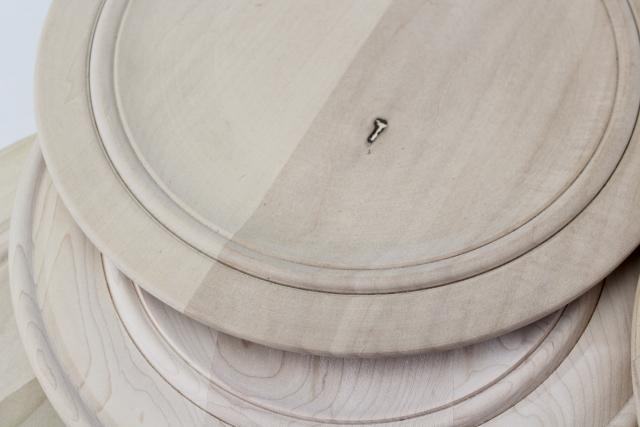 photo of Scandinavian modern style blond wood plates or trays, handcrafted natural raw wood #7